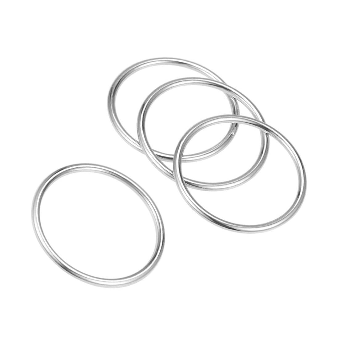 Unifizz Zinc Alloy O Rings 35mm(1.4") ID 3mm Thick Multi-Purpose Welded O Buckles for Bag Straps Belts Macrame Pet Leashes DIY Crafts Silver 4pcs