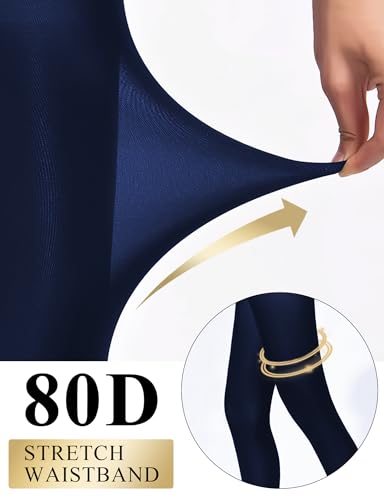 Image of Buauty 80D Black Tights for Women,Opaque Tights Soft, High Waist Soft Nylon Pantyhose