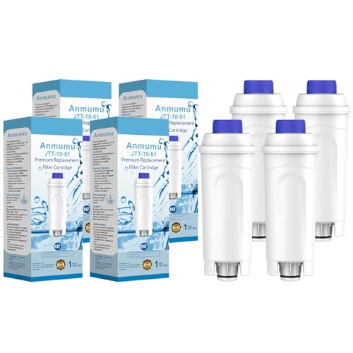 4 Pack Water Filter Replacement for DeLonghi Filter DLSC002 ECAM 22.110,Esam,ETAM, DLS C002,SER3017,5513292811,EC680,EC800