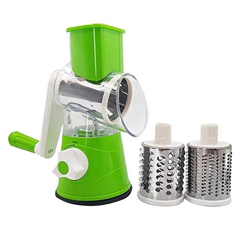 3 in 1 Multifunktions-Runde Mandolinist Slicer Manueller Gemüseschneider Slicer Gemüse Spiralizer Kartoffel Slicer Küchenhelfer,Grün