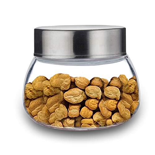 Image of CROCO JAR Oval Shape Glass Spice Jars with Rustproof Airtight Steel Lid | Reusable Kitchen Storage Containers for Home, Office & Pantry | 300ml Set of 6 Premium Glass Jars for Herbs & Condiments