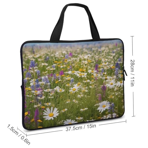 Housse ordinateur fleurs de prairie sacoche protection pc portable antichoc