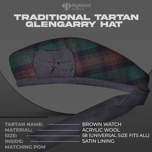 Image of Glengarry Cap-Traditional Scottish Hat, Acrylic Wool Tartan Glengarry hat, Kilts /Bagpipes Accessories
