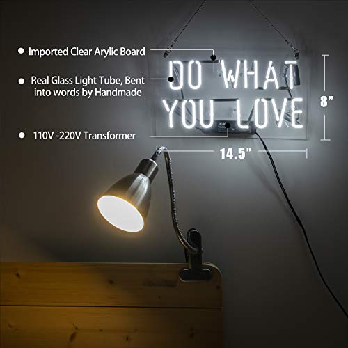 Neon Sign Do What You Love, Neon Light Sign with Real Neon Glass, Cool Wall Hanging Light for Bedroom, Neon Light Sign with Inspiring Words, Decorative Light for Room Decor, Holidays, Or Events - Thumbnail 2