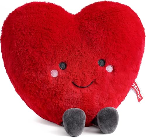 GEOPAI 11.8in Red Heart Pillow, Love Pillow, Cute Plush Toy, Heart Throw Pillows Living, Microwavable Stuffed Animals for Women Girl Birthday Wedding...