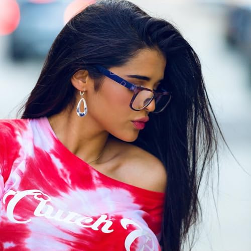 HAIXIAN Blue and white porcelain Enamel Flower Drop Earrings for Women,Porcelain Floral Statement Dangle Earrings,Platinum Plated Sterling Silver Hooks3