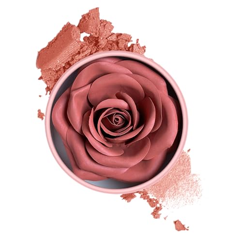 Magno de rubor facial: ruta de mejilla de larga duración con forma de pétalos de rosa 3D, polvo edificable, textura lisa combinable, acabado de brillo natural, rusiler con fórmula no grasa | R