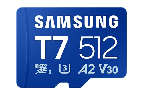 Image of Samsung T7 microSDXC, 512GB, 170 MB /s Read, A2, U3, V30, Memory Card for Gamers & Video Creators, Compatible with Smartphone, Tablet, Laptop, Action Camera, Drone & Gaming Console (MB-MB512T /WW)
