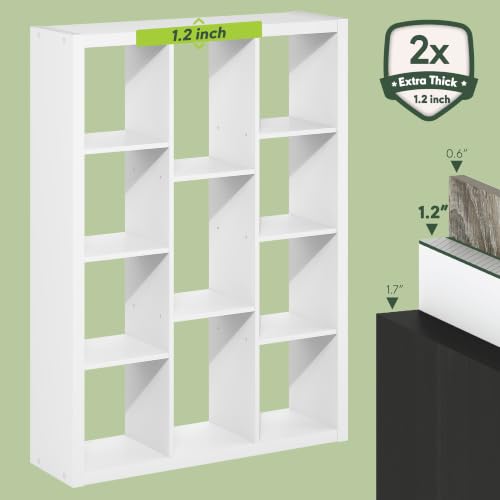 Image of Furinno Viola 11-Cube Book Shelf, 1.2 inch Thick Frame, White