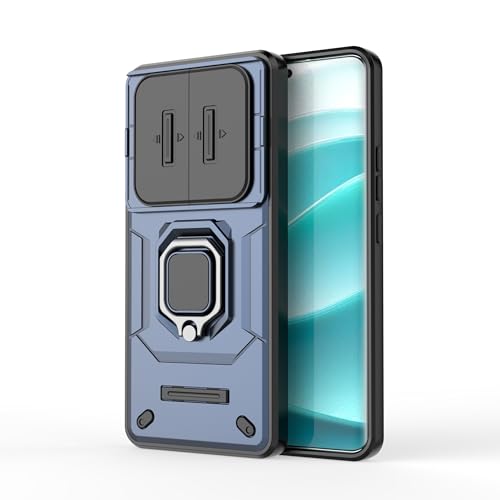 Image of CamShield Pro Case with Slide Camera Protection and Ring Stand Bumper Back Case Cover for Mi Redmi Note 14 Pro Plus 5G (Blue)