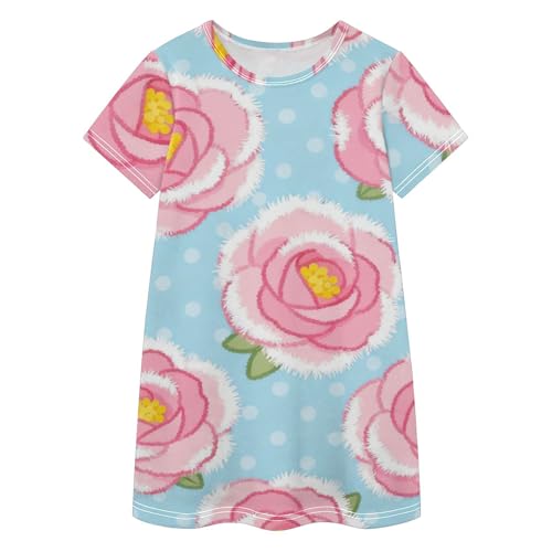Vestido cómodo y acampanado de niña para verano con diseño floral informal