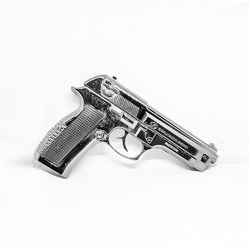 Image of EXTREMUS Gun Lighter Pistol Lighter Heavy Weight Metal Body Gun Pistol Shaped with Barrel Pull Back System and Holster Pocket Lighter for Decorative, Smoking Filled with Gas (608 Silver)