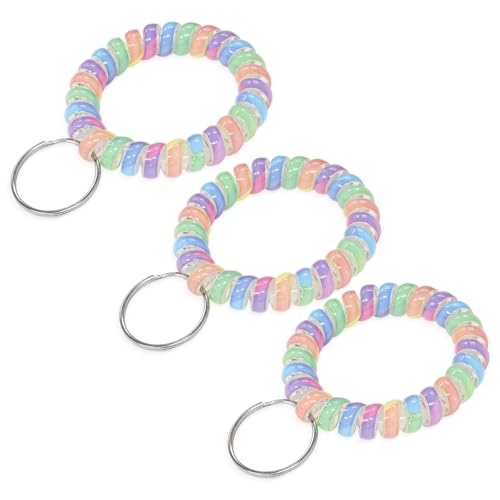 Image of TENOC Spiral Coil Keychain, Anti-lost Key Chain Holder Lanyard Cord for Sauna Outdoor Sports and Gym Pool