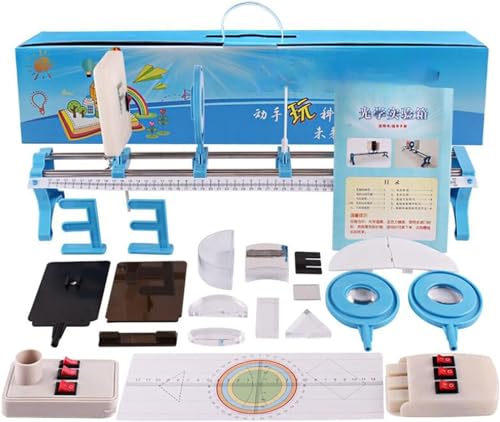 [dettagli del prodotto]: Kit for esperimenti ottici Lastra for imaging a foro piccolo: tre diverse forme di piccoli fori, lente concavo-convessa: lente di grado ottico, Sorgente luminosa a tre linee: viene utilizzata di livello industriale, con un forte potere di penetrazione della luce, Acrilico lente: luce cristallina, forte penetrabilità, evidente effetto sperimentale