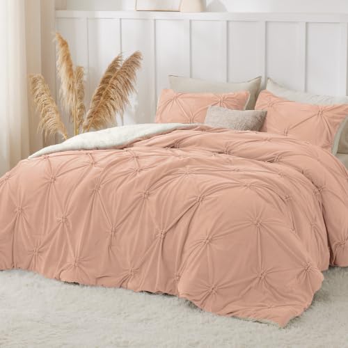 Image of BEDELITE Fluffy Sherpa Queen Comforter Set,Pintuck-Dusty Pink