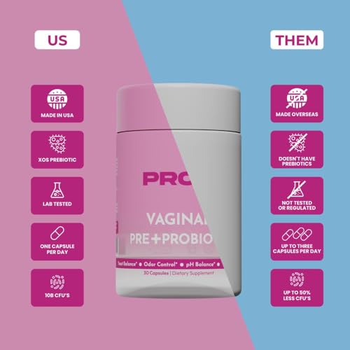 Image of Pro-V Women's Probiotic with Prebiotics & Cranberry - 4-in-1 Synbiotic for Vaginal Health, pH Balance, Odor & Urinary Tract Support - Daily Feminine Microbiome Supplement - 30 Count Capsules