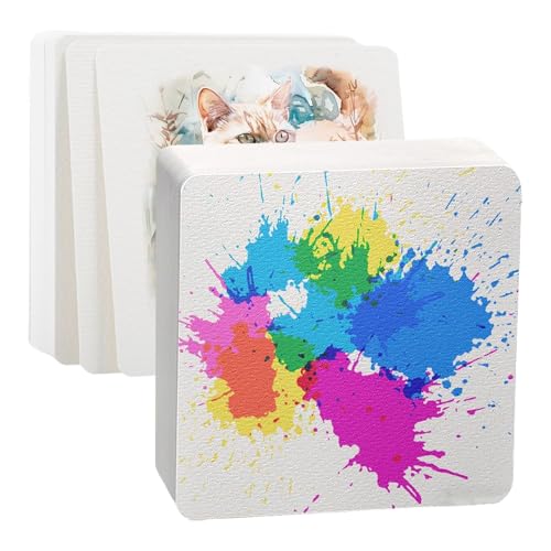 HORREX 50 Piezas Papel Acuarela Clásico, Textured, Papel Mixed Media, Grano medio, Watercolor Paper Cuadrado Acuarela Grueso, Pintura, Caligrafía y Manualidades 10 x 10 cm