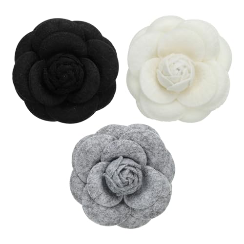Image of PATIKIL Camellia Fabric Pin, Flower Brooch Artificial Flowers Brooches for Women Girls Cloth Wedding Party Decor Accessories Jewelry Gift