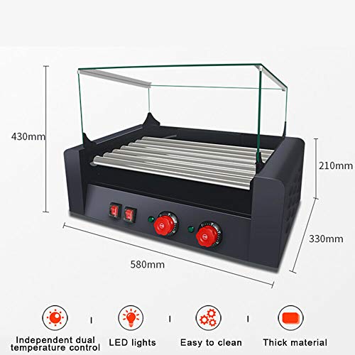 image for YiiYYaa Electric 18 Hot Dog 7 Roller Grill Cooker Machine with Cover 1