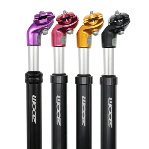 DJC Bike Suspension Seatpost Shock Absorber Damper Post 27.2 30.9 31.6 mm, Lightweight Aluminum Body(Black Head,27.2mm)