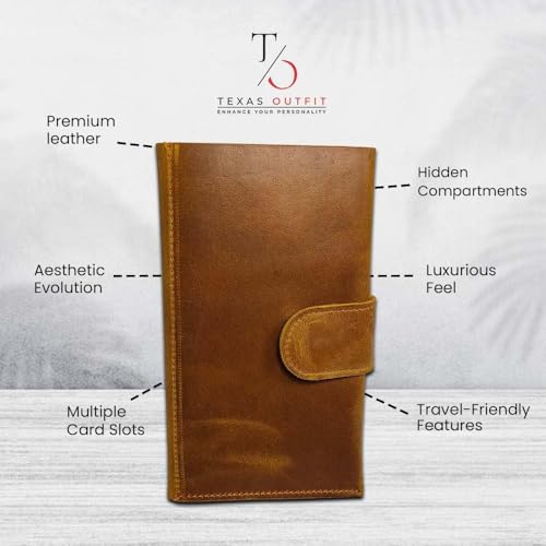 TEXAS OUTFIT Long Wallet for Men Women Real Leather Bifold Executive Checkbook Wallet for Men Chocolate Brown2