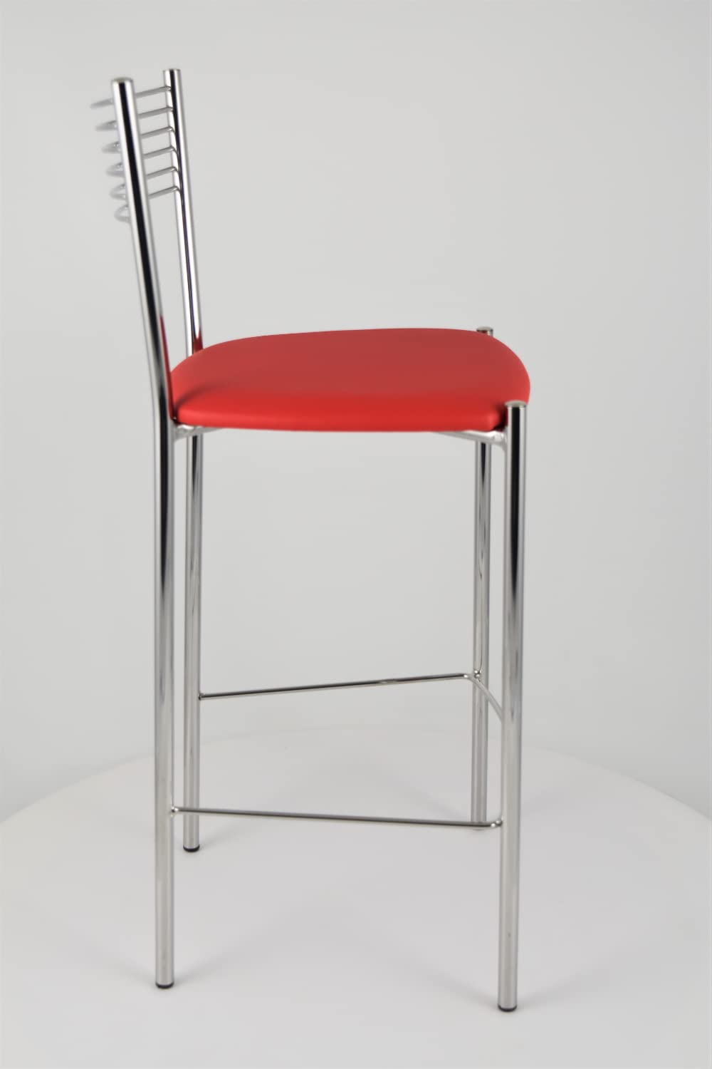 t m c s Tommychairs - Set 2 sgabelli alti modello Elegance per cucina e bar, struttura in acciaio cromato e seduta imbottita e rivestita in pelle artificiale colore rosso
