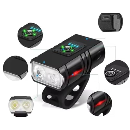 Image of Super Bright USB Rechargeable Bike Lights Set,Waterproof Powerful Bicycle Front Headlight and Back Taillight for Night Riding, for Men Women Kids Road Mountain Cycling (Black Light)