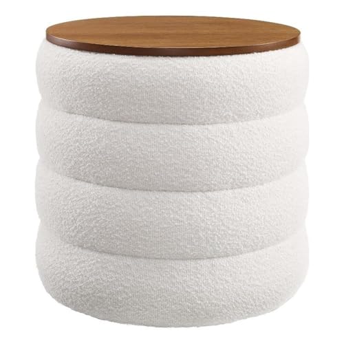Modway Mezzo Tabouret de rangement rond en tissu bouclé en nuage – Ottomane touffetée – Repose-pieds rembourré – Table d'appoint ou d'appoint...
