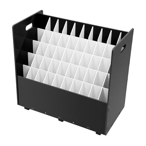 DingYiHanHan Blueprint Storage Organizer, 50 Slots Mobile Roll File Cart, Construction Plan Holders, Blue Print Cabinet with Wheels, Roll Files Storage for Office Home School (Black, 50 Slots) Cover