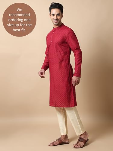 Filori Studio - Men's Pure Cotton Thread Embroidered Long Kurta (Kurta Only)2