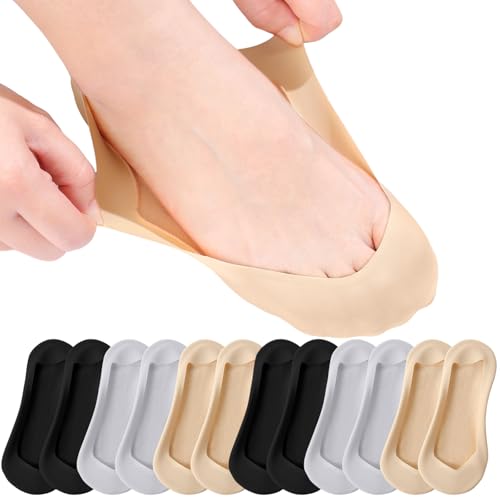 Suhine 6 Pairs No Show Socks for Women Thin Ultra Low Cut Socks Ice Silk Non-Slip Footies for Flats, Size 5-9