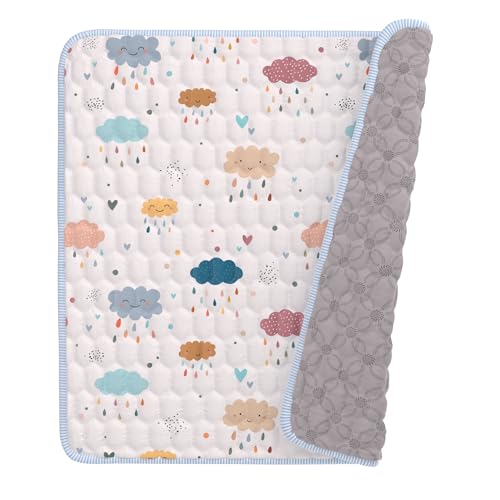 Image of QIUJUUN Boho Cloud Baby Play Mats for Floor 50" X 50",Portable Foldable Baby Mat,Fits Play Yard 50 Inch,Baby Playmat for Infants,Babies,Toddlers,Odorless-Non Slip