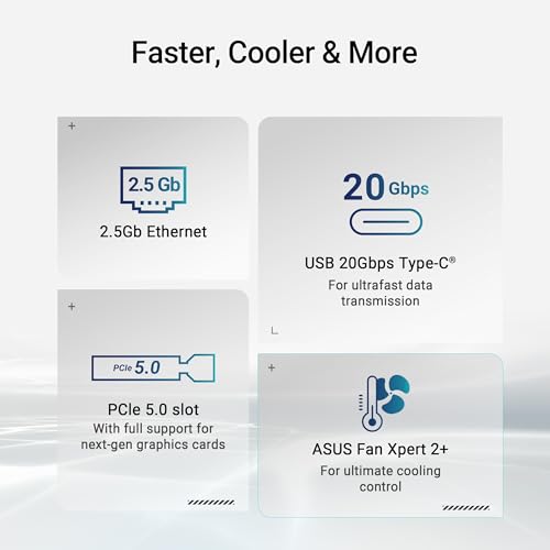 Image of ASUS Prime B860M-A Intel mATX Motherboard, 7+1+1+1 80A DrMOS Power Stages, DDR5, PCIe 5.0, 2xM.2 Slots, Realtek 2.5Gb Ethernet, Dual DisplayPort, HDMI,Rear USB 20Gbps Type-C