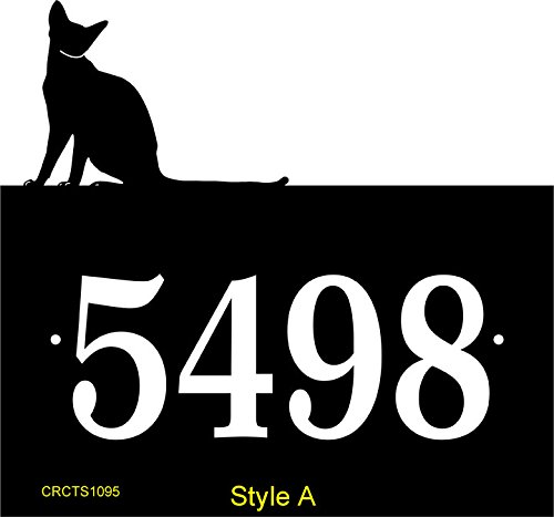 Comfort House Address Sign - Custom Address Plaque With Cat Sitting On Top Displays Your House Number # P2275