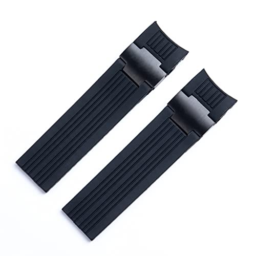 Bracelet montre silicone souple 22mm noir caoutchouc étanche sangle pliable marin