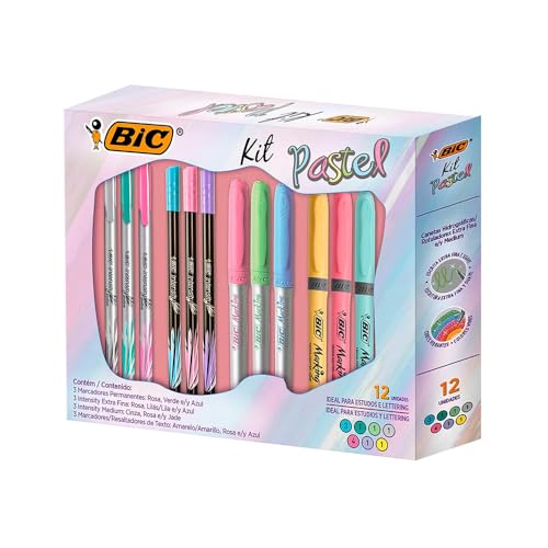 Kit com canetas e marcadores