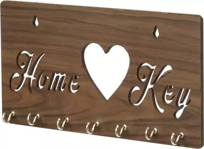 Webelkart Premium "Home Keys" Schlüsselhalter aus Holz (30 cm x 13,5 cm x 0,4 cm, braun) - 7 Haken