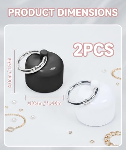 Image of NHCDFA 2 PCS Mini Jewellery Box and Ring Box Set, Compact Portable Jewelry Organizer for Travel and Daily Storage, White and Black Jewelry Boxes for Delicate Accessories