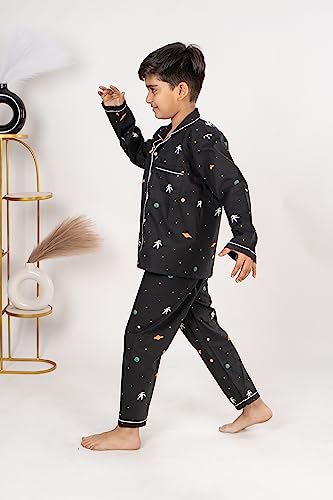 Image of Kids Nightwear|Night Suit |Printed Full Sleeves Shirt-Pyjama | Unisex Printed Cotton Night Suit Set Kids Girls Boys Wear