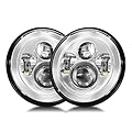 UNI-SHINE 2pcs Projector 7 Inch LED Headlight Hi/Lo Beam Chrome DOT Approved 7’’ Round H6024 LED Headlight Compatible with Jeep Wrangler JK CJ TJ Compatible with Miata Compatible with Chevy SC2