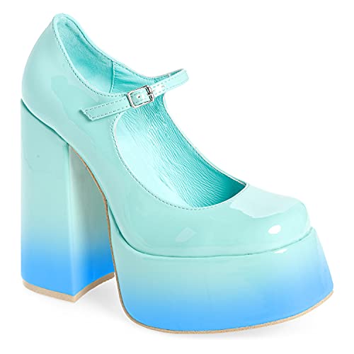 FOWT Women Two Toned Platform Mary Jane Pumps Multicolored Block Heel Super High Ankle Buckle Strap Sandals Patent Leather Square Toe Oxfords Leather Dress Lolita Work Party Daily Size US 4-16 US