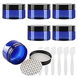 bpzxl 6 pezzi 100ml blu plastica crema barattoli vasetto con coperchio nero barattoli cosmetico contenitore per per crema balsamo labbra campione