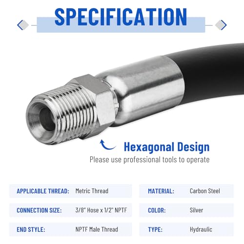 Image of 12 Pack 1 /2 inch NPTF Hydraulic Hose Fittings, 3 /8 inch I.D. Hose x 1 /2 inch NPTF Male with Protection Cover Hydraulic Hose End Crimp Fitting Kits