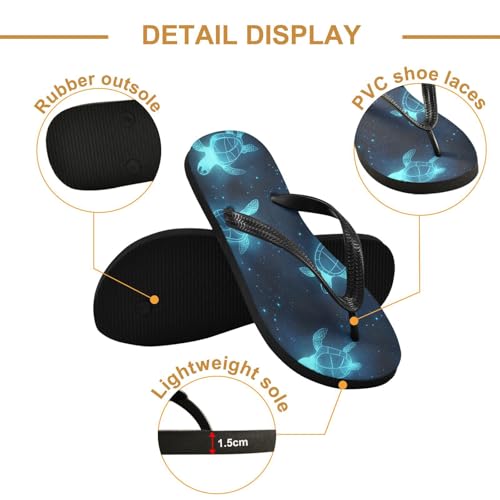CEBUGI Unisex Flip Flop -Flat Sandal -NonSlip Couple Slippers -Natural Rubber Foam Soles Ultimate Comfort and Durability for Indoor Outdoor|Blue Sea Turtle2