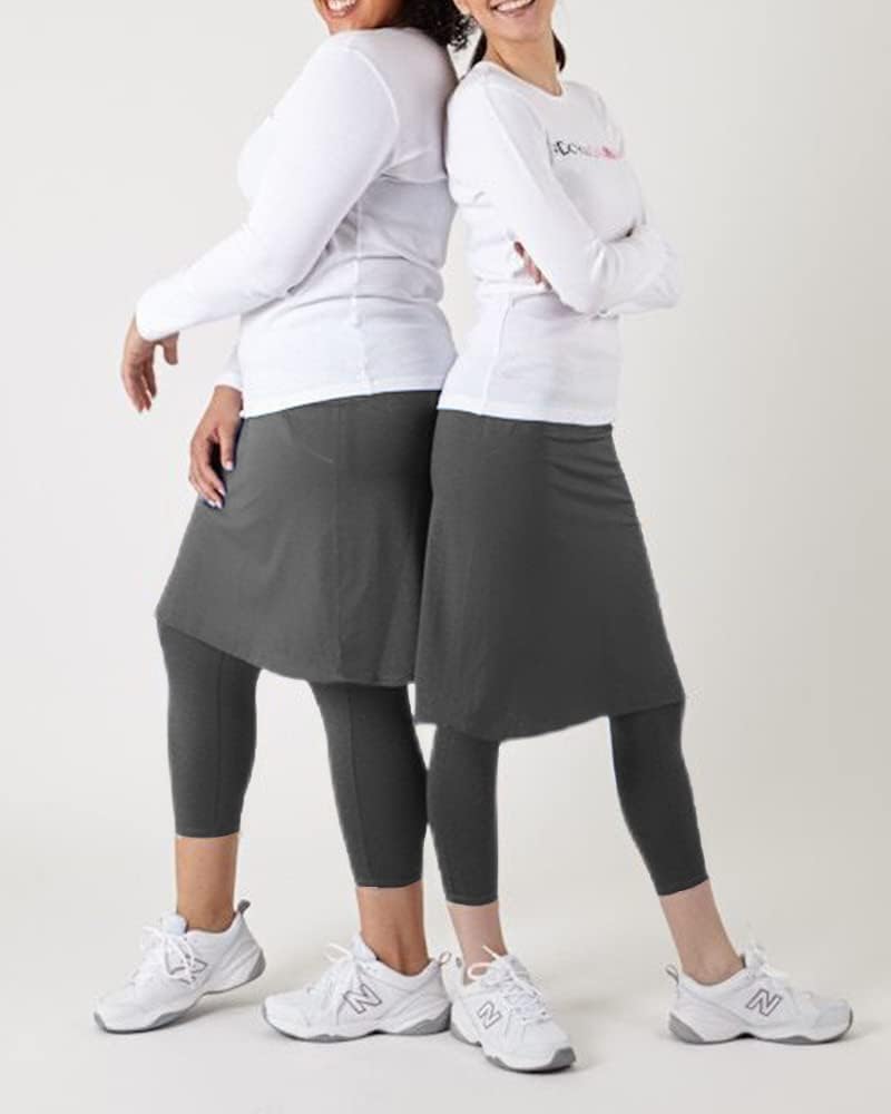 Aurgelmir Women's Tennis Golf Skirts Workout Skirted Leggings Yoga Capri Pants with Skirts Skorts Pockets - Image 5