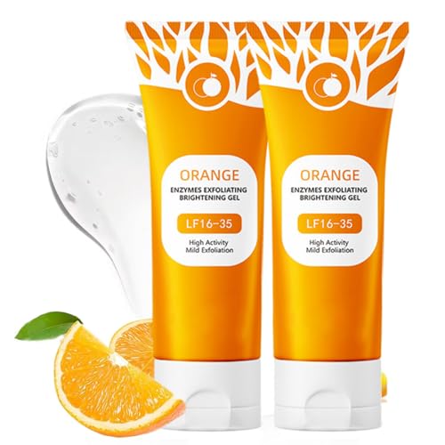 2 Piezas Orange gel exfoliante,Gel exfoliante de naranja natural, gel exfoliante para mujer, gel blanqueador naranja brillante, nutre e hidrata, reduce las arrugas y elimina las manchas oscuras