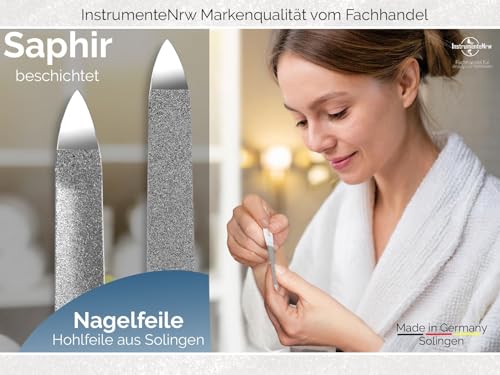 Foto von Profi Nagelfeilen-Set aus Hohlfeile und Nagelfeile aus Solingen 2-Seitig Fein/Grob Made in Germany Maniküre Feilen Pediküre Saphirnagelfeile zur perfekten Nagelpflege für Hände und Füße 15 cm