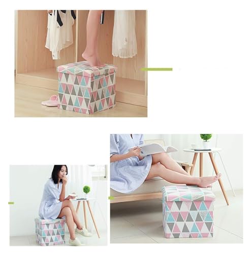 Pouf repose-pieds ottoman pliable grand tabouret cube de rangement - 4