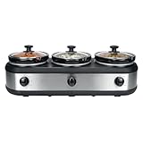 Healthy Choice 3 Pot Slow Cooker - Powerful Electric 3x2.5L Slow Cooking Pots - Removable Pots with Accessories - 3 Heat Settings, Keep Warm Function & Cool Touch Lid Handles - Silver
