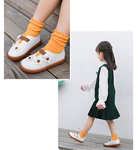 Girls’ Sweet Flowers Princess Dress Mary Jane Flats Cute Casual Shoes White Size 9.5M4